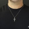corrente masculina grumet com pingente de cruz em aco inox