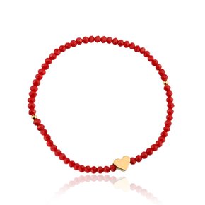 01 pulseira de cristais vermelhos com coracao dourado