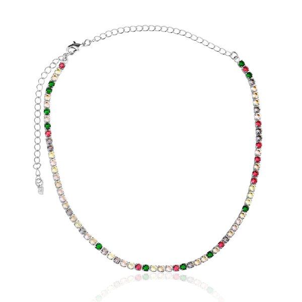 01 choker riviera colorida banhada a rodio