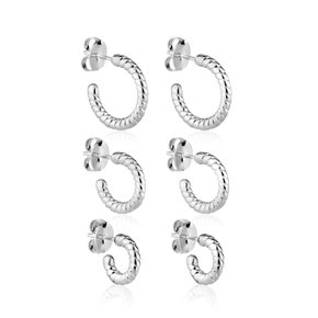 01 kit de argolas torcidas banhadas a rodio