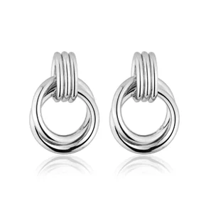 01 brinco feminino no moderno banhado em rodio