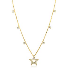 01 colar estrela cravejada vazado banhado a ouro 18k