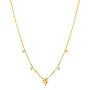 01 colar choker coracao com zirconias banhado a ouro 18k